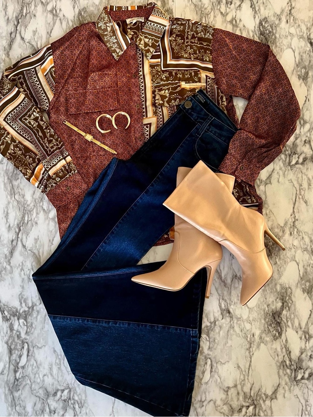 NWT Boutique High-Waisted Color Block Bell Bottom Jeans - Picture 4 of 5